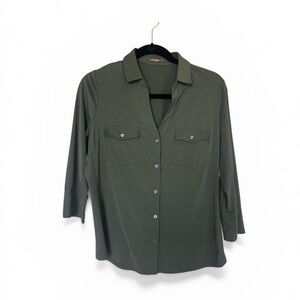 J. MCLAUGHLIN Catalina Cloth Button Down Top Women’s Size Large Olive Green